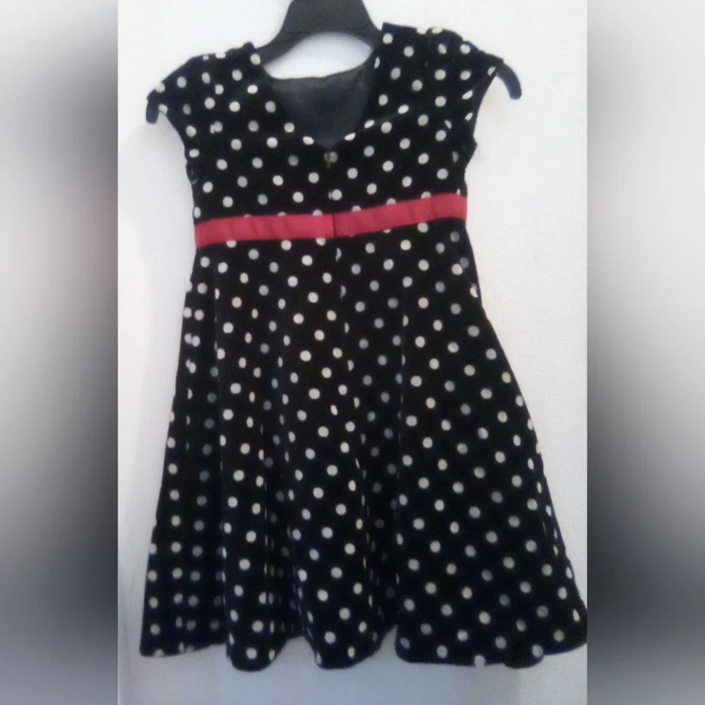 Gymboree Velvet Polka Dot Fit and Flare Dress 100% Cotton Size 6 Ribbon Coquette